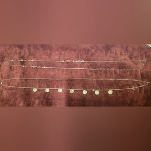 2 silver belly chains up to 35 inches adjustable